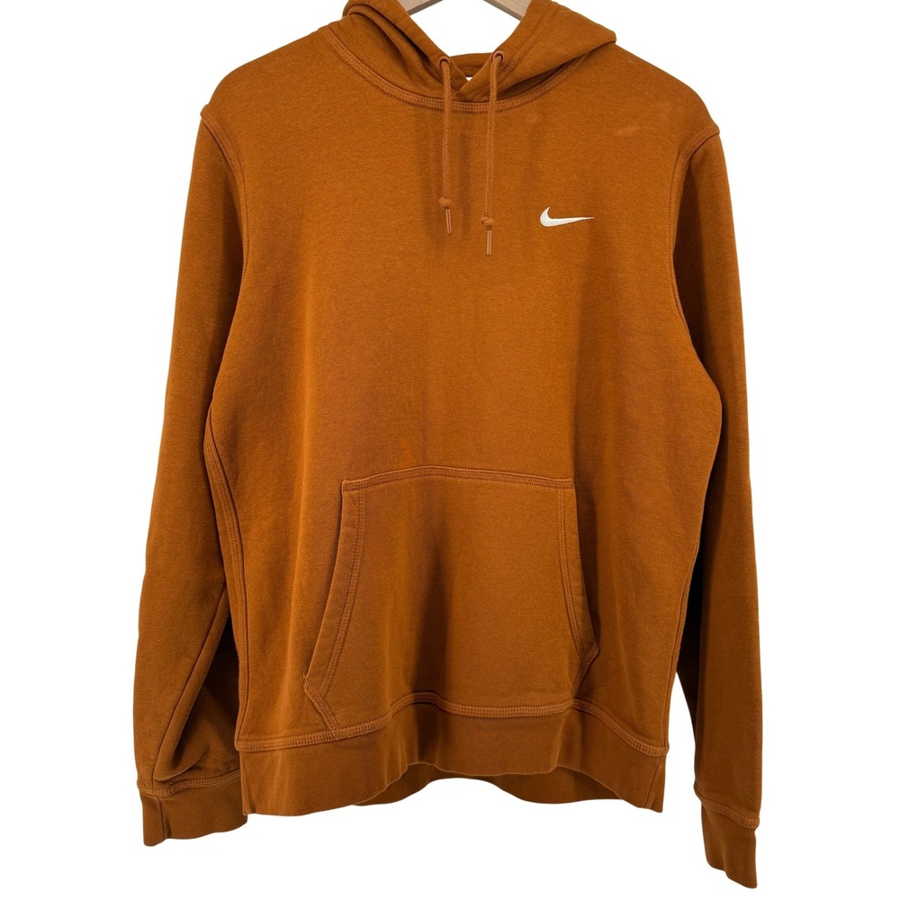 Nike Sportswear Club Fleece Pullover Hoodie Desert Orange Men L Pocket Casual